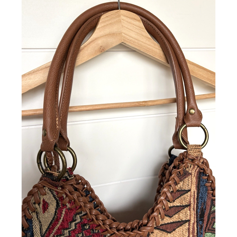 Southwestern Tapestry Hobo Bag Woven Fringe Boho Aztec Slouchy Handbag Purse - Picture 5 of 16